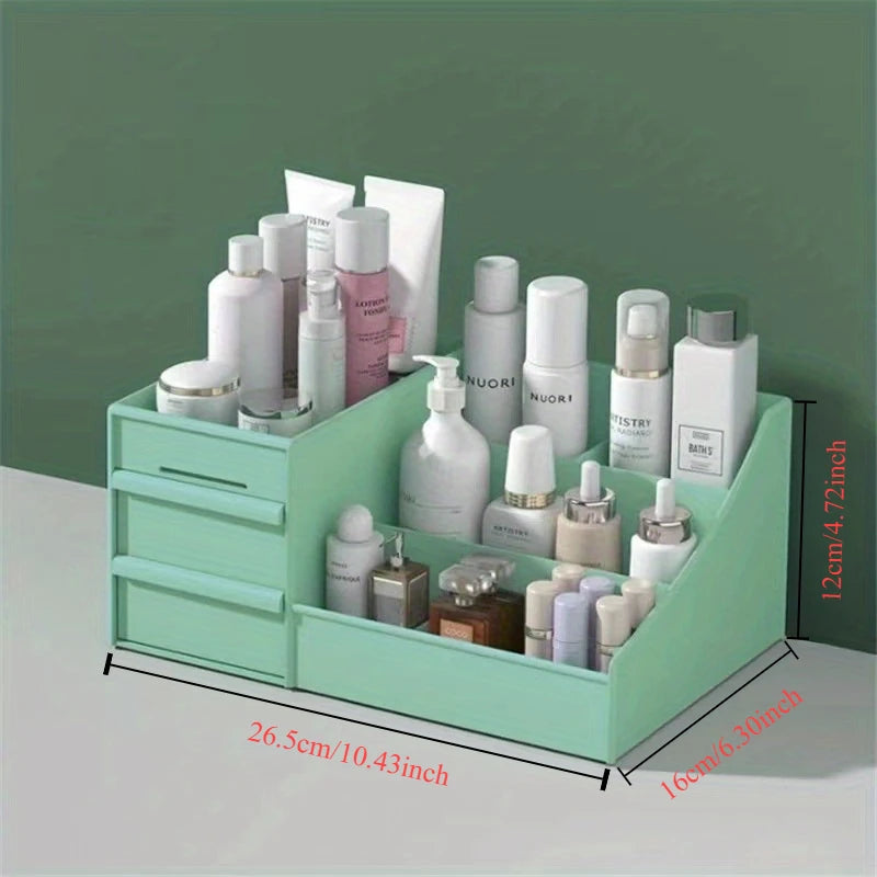 Elegant Vanity Makeup Table – Large Capacity Desktop Storage with Versatile Drawer Rack for Skincare Products & Cosmetics