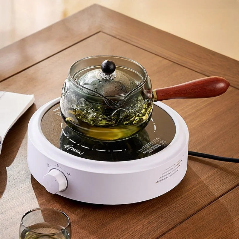 Elegant High Temperature Resistant Glass Teapot – Rotating Tea-ware with Side Handle and Water Separation Filter