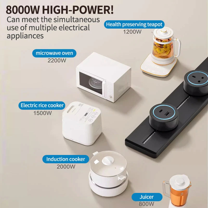 Wall Power Rail Socket – Kitchen Aluminum Expansion Socket
