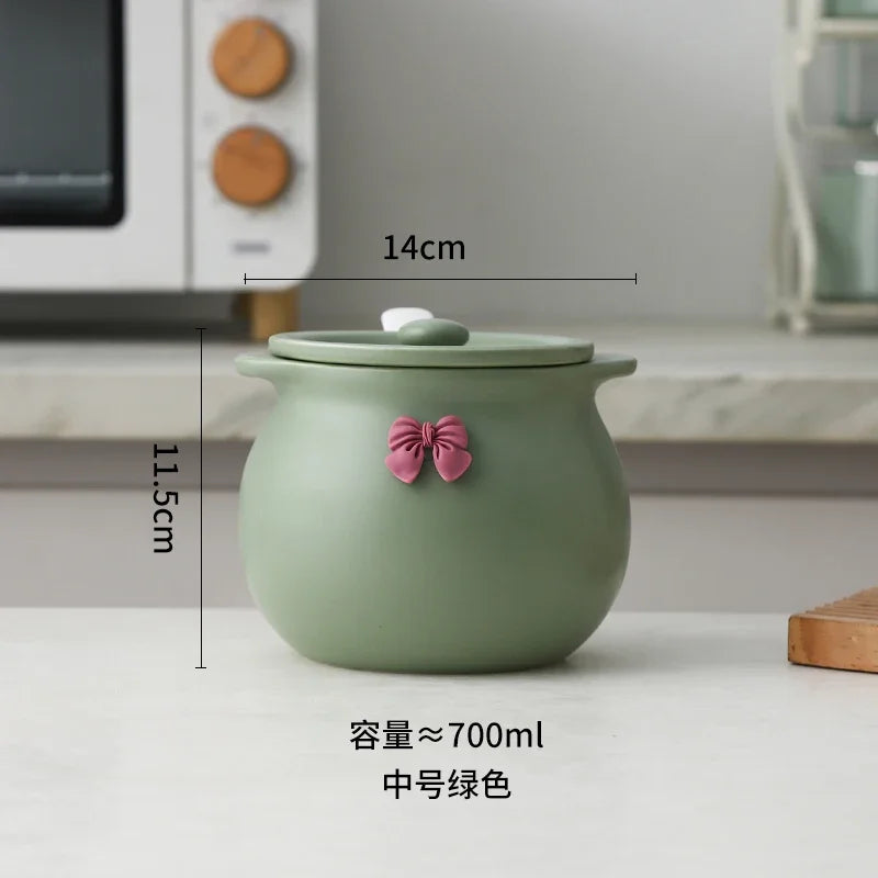 Ceramic Seasoning Pot Container – Elegant Sugar Bowl, Salt Pot, and Tea Pot with Lid and Spoon
