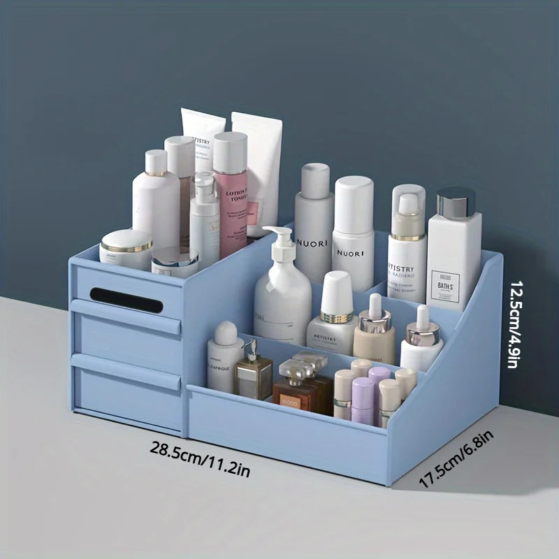 Elegant Vanity Makeup Table – Large Capacity Desktop Storage with Versatile Drawer Rack for Skincare Products & Cosmetics