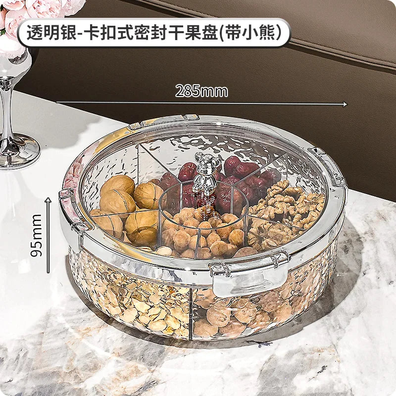 Ripple Seal Snack Box Compartment Food Storage Tray Dried Fruit Snack Tray Snacks Nuts Storage Box Dried Fruit Tray