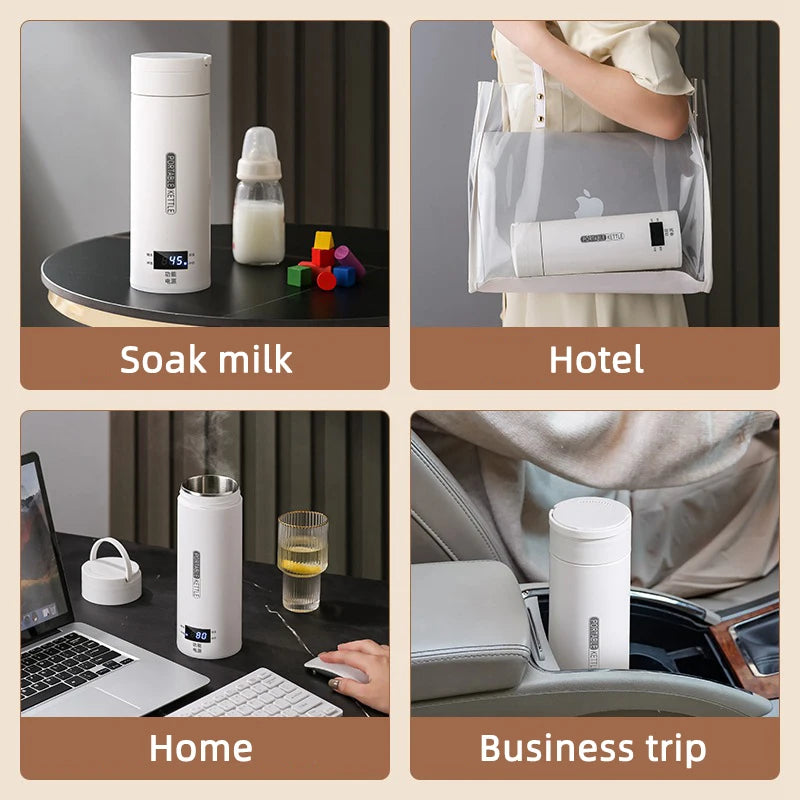 500ml Portable Electric Kettle – Travel Boil Water Cup with Smart Temperature Adjustment and LED Display