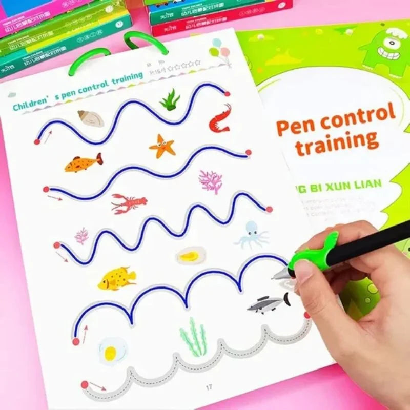 Magical Tracing Workbook Set | Reusable Magic Practice Copybook | Drawing Pens and Eraser | Montessori Writing Cards Toy