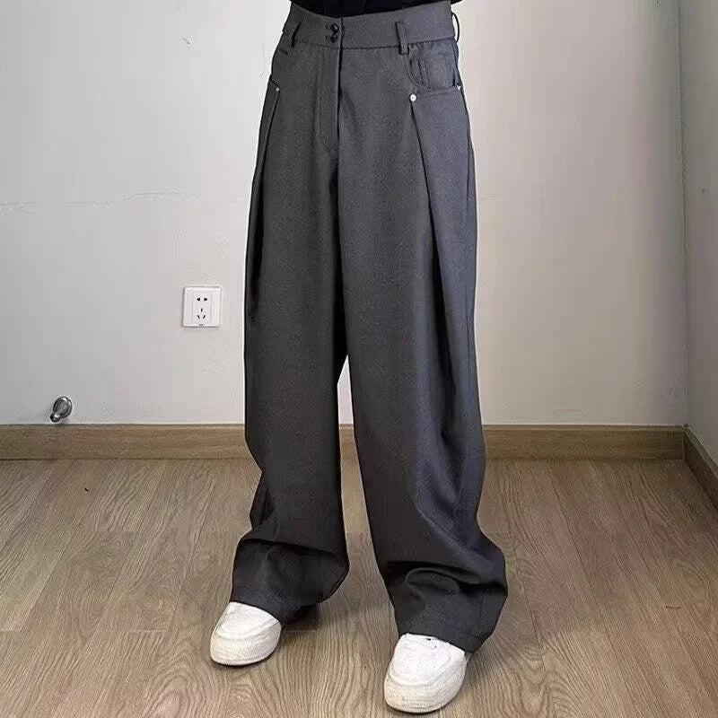 Casual Men's Summer Thin Lyocell Ice Sensation Seershawn Wide Leg Loose Fit Straight Pants