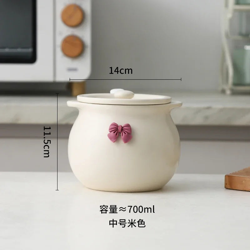 Ceramic Seasoning Pot Container – Elegant Sugar Bowl, Salt Pot, and Tea Pot with Lid and Spoon