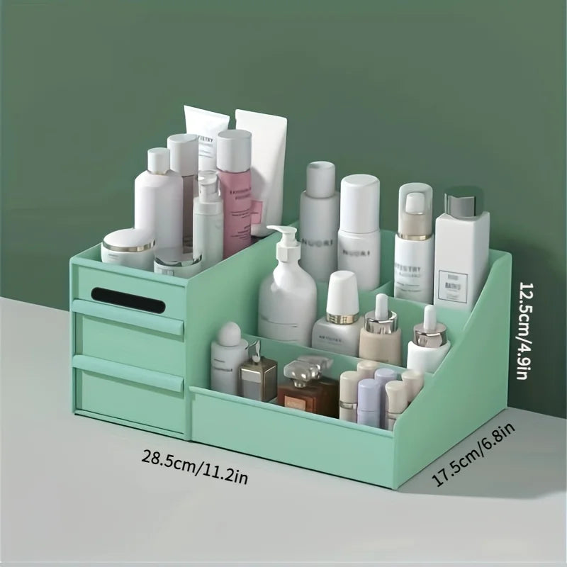 Elegant Vanity Makeup Table – Large Capacity Desktop Storage with Versatile Drawer Rack for Skincare Products & Cosmetics