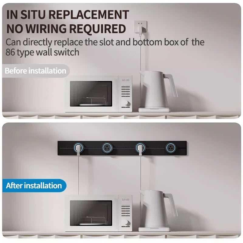 Wall Power Rail Socket – Kitchen Aluminum Expansion Socket