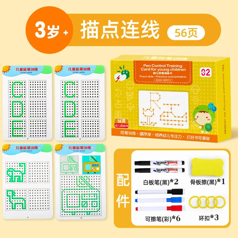 Magical Tracing Workbook Set | Reusable Magic Practice Copybook | Drawing Pens and Eraser | Montessori Writing Cards Toy