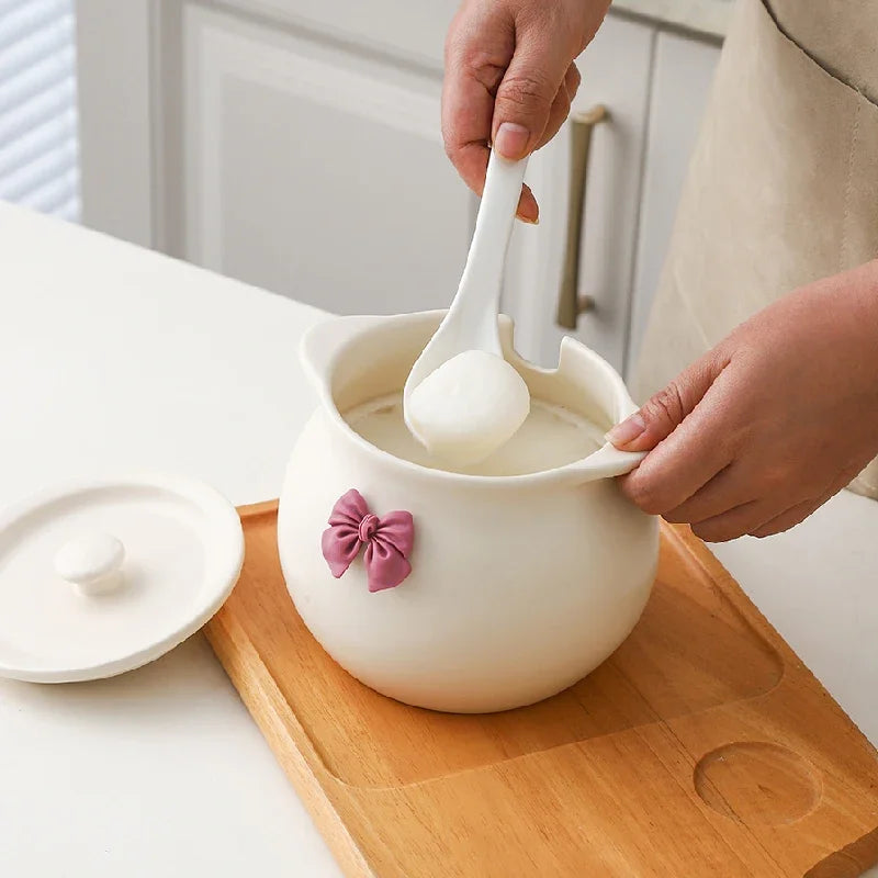 Ceramic Seasoning Pot Container – Elegant Sugar Bowl, Salt Pot, and Tea Pot with Lid and Spoon