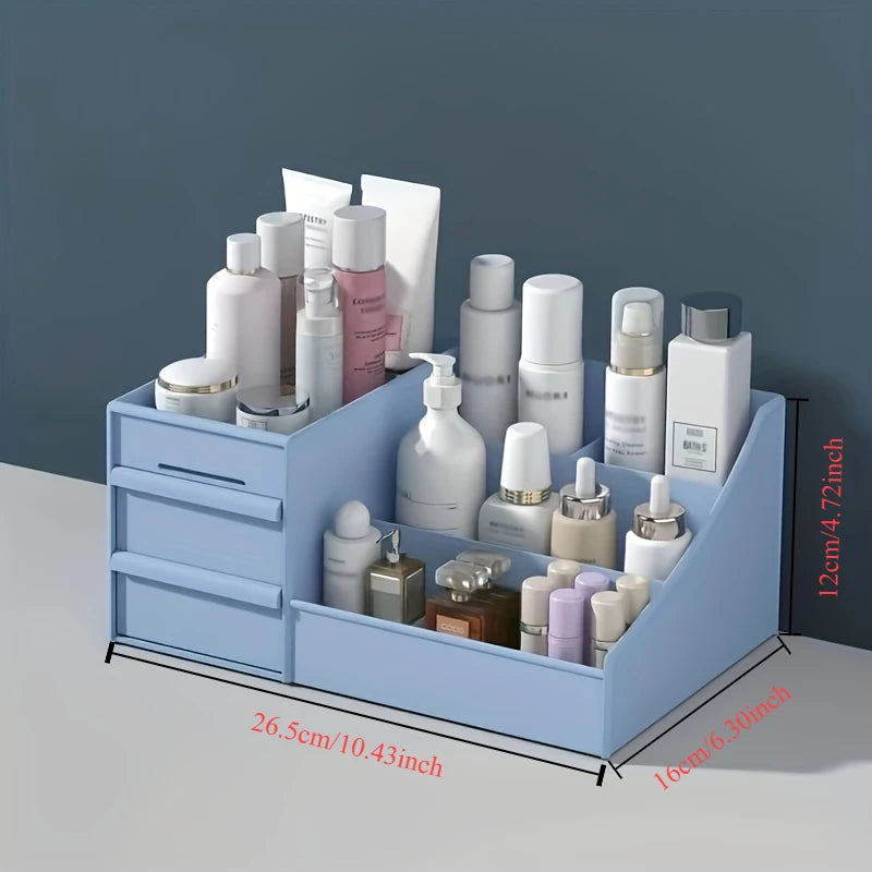 Elegant Vanity Makeup Table – Large Capacity Desktop Storage with Versatile Drawer Rack for Skincare Products & Cosmetics