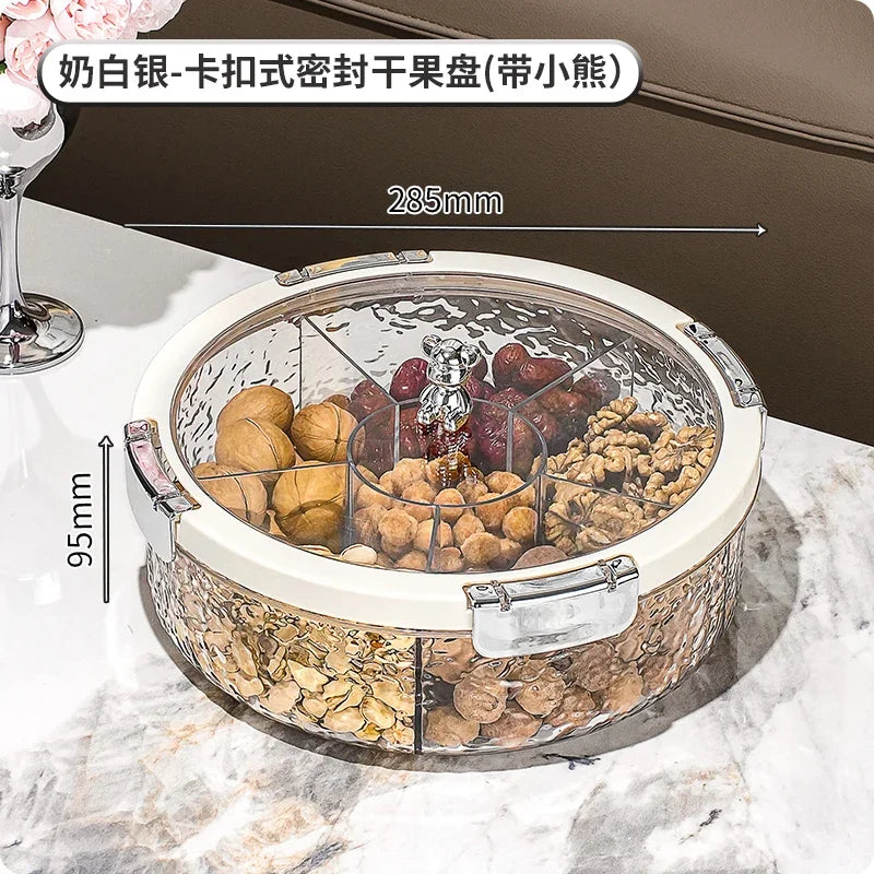 Ripple Seal Snack Box Compartment Food Storage Tray Dried Fruit Snack Tray Snacks Nuts Storage Box Dried Fruit Tray