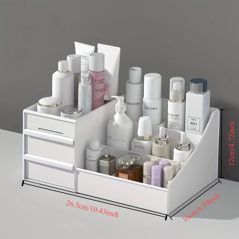 Elegant Vanity Makeup Table – Large Capacity Desktop Storage with Versatile Drawer Rack for Skincare Products & Cosmetics