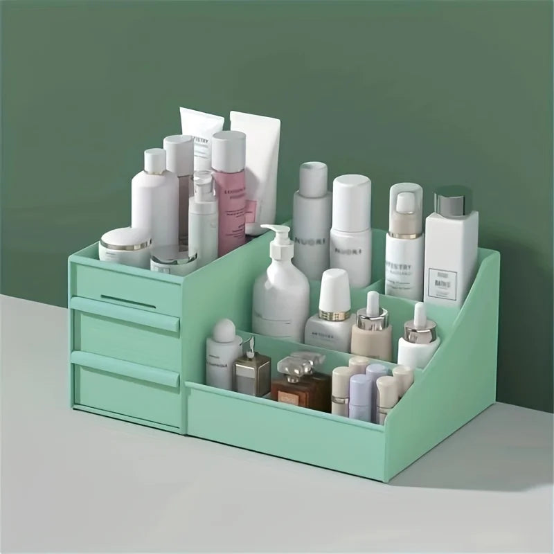Elegant Vanity Makeup Table – Large Capacity Desktop Storage with Versatile Drawer Rack for Skincare Products & Cosmetics