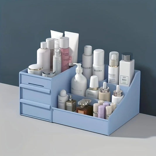 Elegant Vanity Makeup Table – Large Capacity Desktop Storage with Versatile Drawer Rack for Skincare Products & Cosmetics