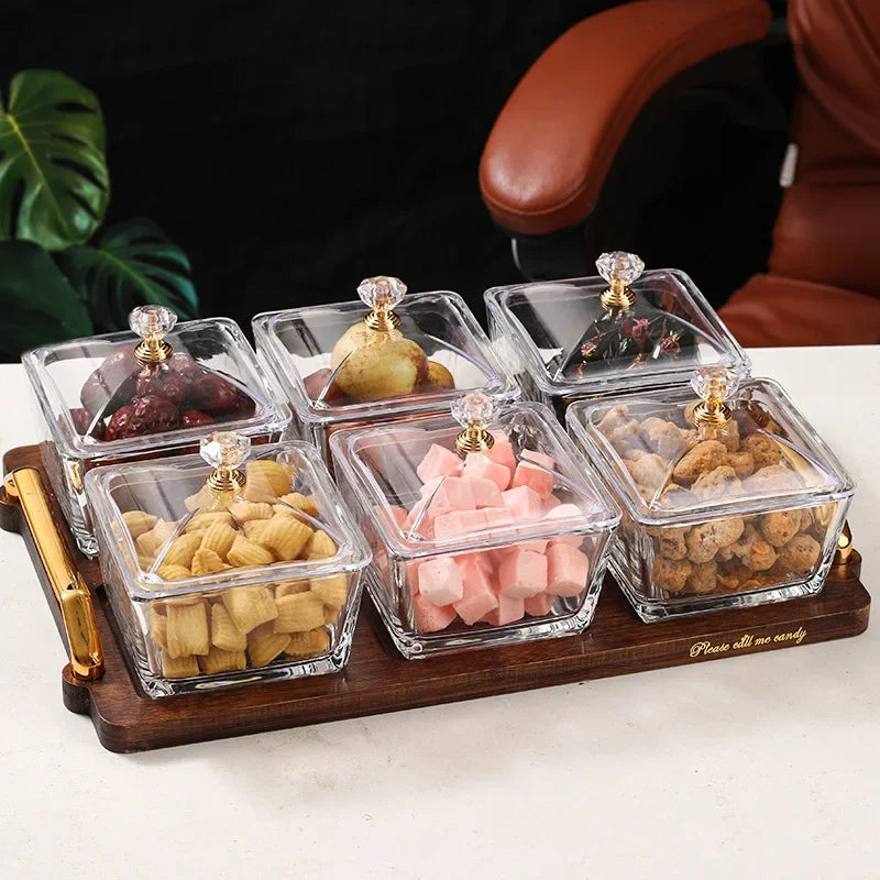 Creative Glass Fruit Tray – Amber Transparent Dried Fruit Dish with Elegant European Style