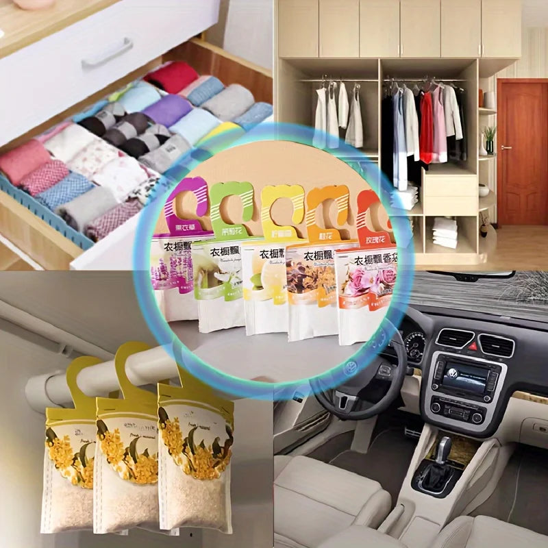 Hanging Wardrobe Fragrance Bags – Long-Lasting Floral Scent Sachets for Closets | Deodorizing, Anti-Mold Air Fresheners