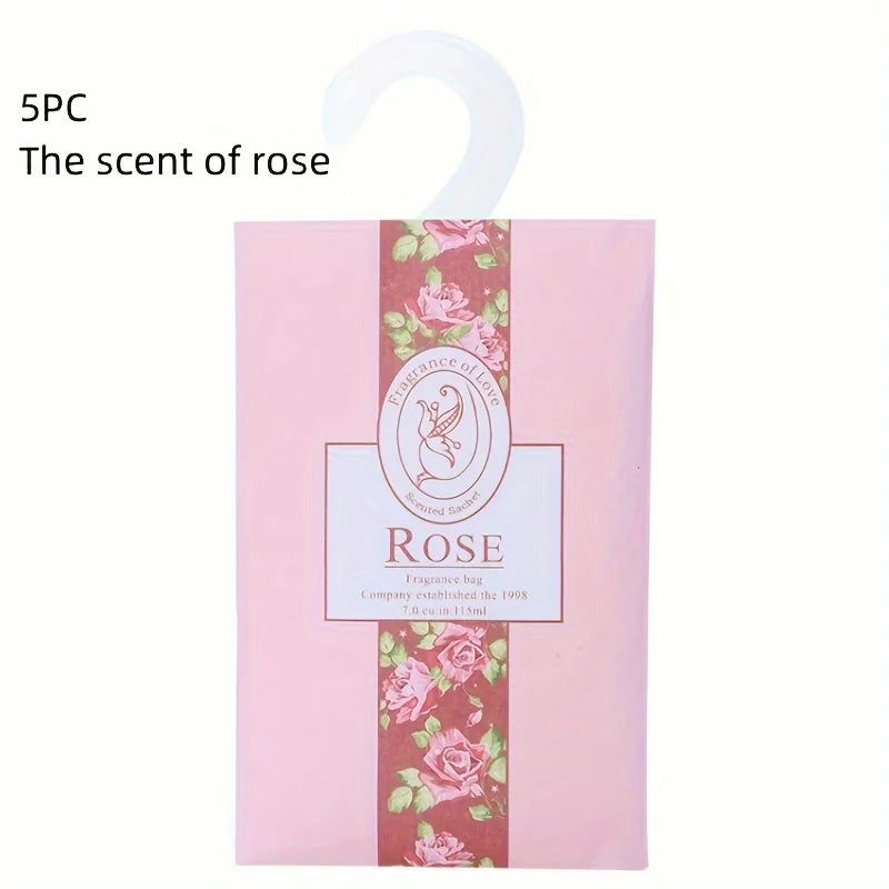 Set of 5 Hanging Wardrobe Incense Sachets – Anti-Mold, Anti-Insect Deodorizing Aromatherapy Bags for Fresh Closets