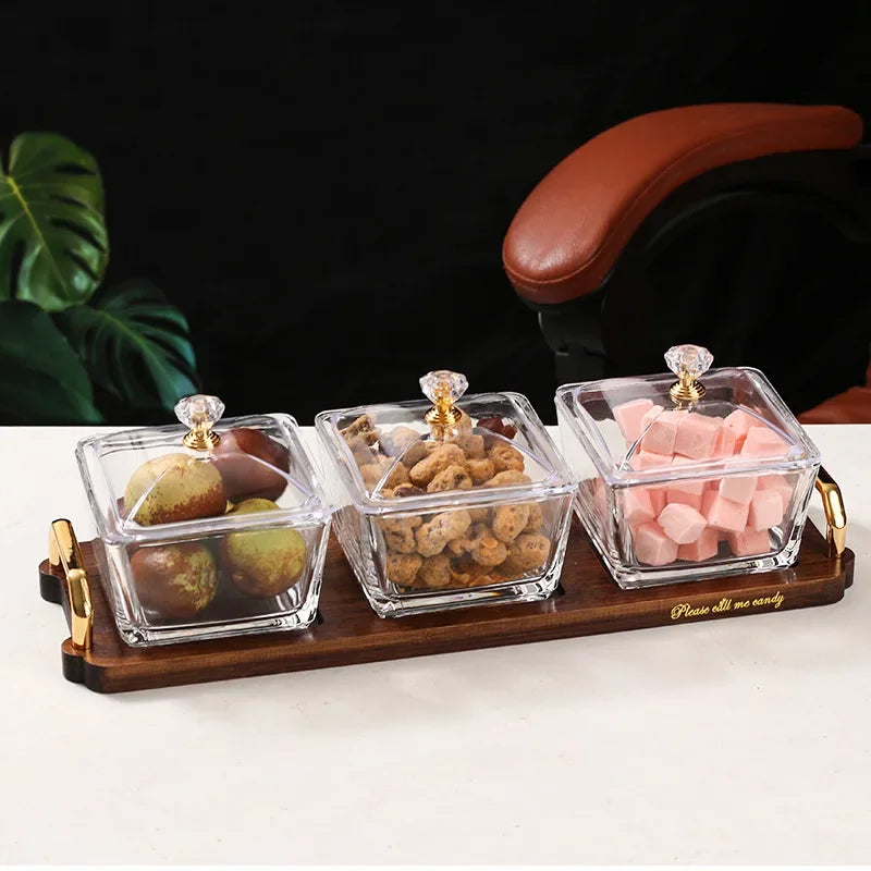Creative Glass Fruit Tray – Amber Transparent Dried Fruit Dish with Elegant European Style