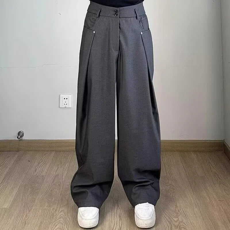 Casual Men's Summer Thin Lyocell Ice Sensation Seershawn Wide Leg Loose Fit Straight Pants