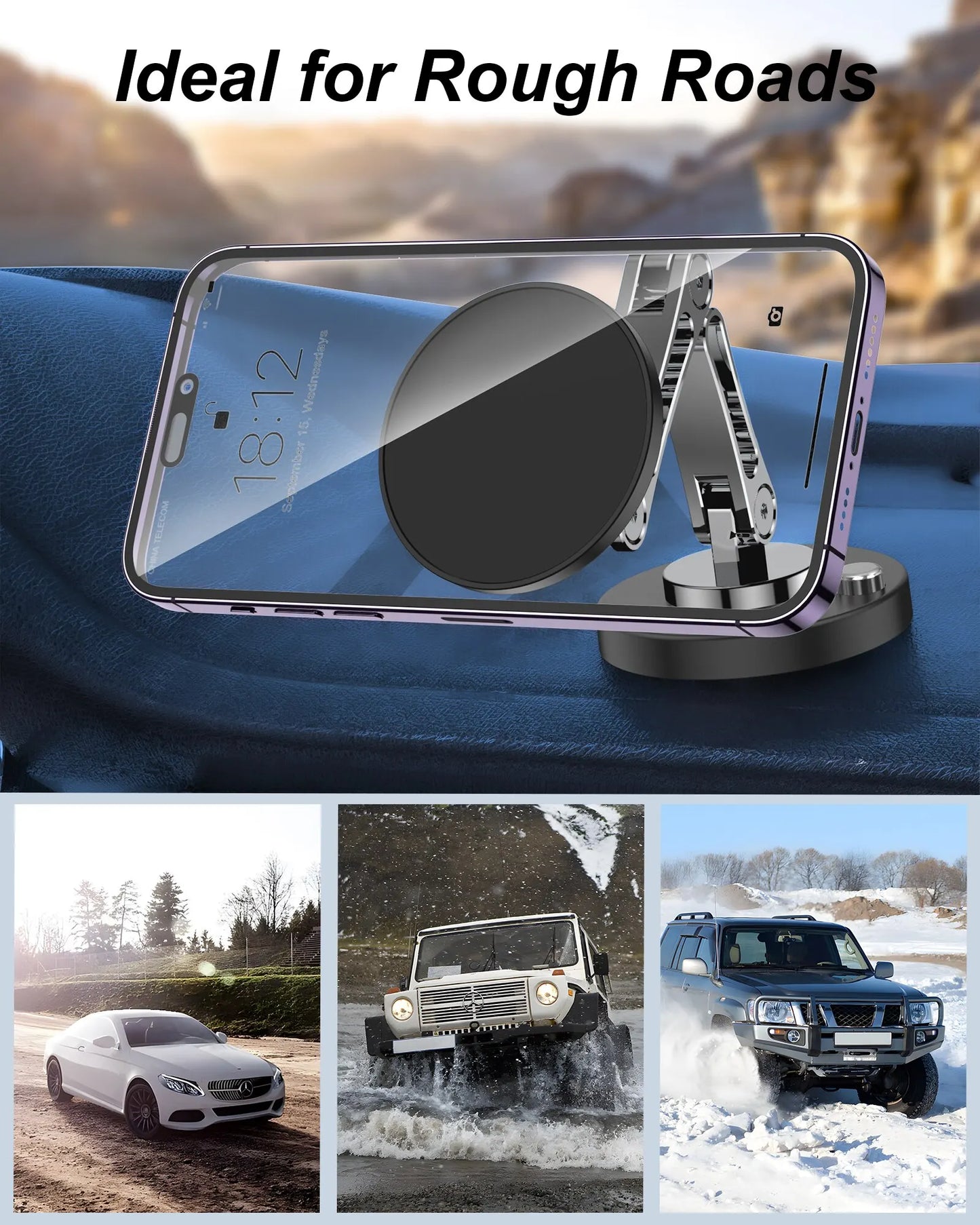 Magnetic Car Phone Holder Stand – Dashboard Mount for Smartphones