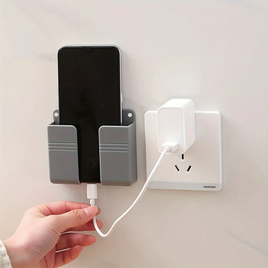 Wall-Mounted Multifunctional Phone Charging Dock – Adhesive Plastic Hanging Rack for Bedrooms and Offices