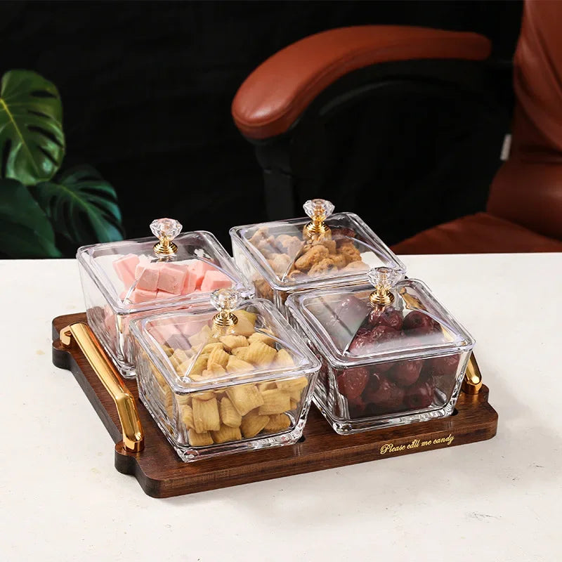 Creative Glass Fruit Tray – Amber Transparent Dried Fruit Dish with Elegant European Style
