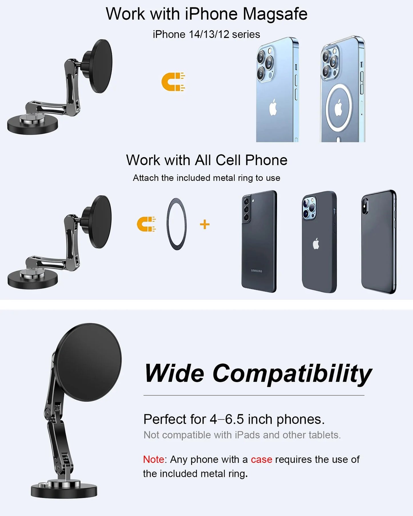 Magnetic Car Phone Holder Stand – Dashboard Mount for Smartphones
