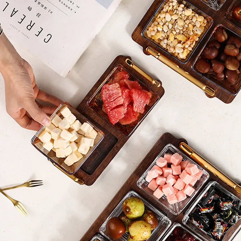 Creative Glass Fruit Tray – Amber Transparent Dried Fruit Dish with Elegant European Style