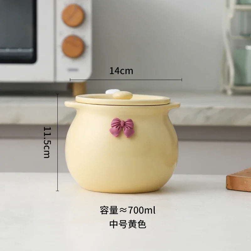 Ceramic Seasoning Pot Container – Elegant Sugar Bowl, Salt Pot, and Tea Pot with Lid and Spoon